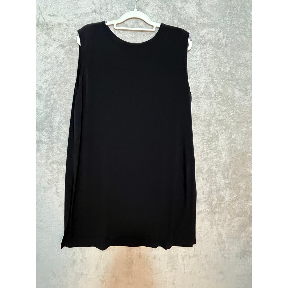 Clara Sun Woo Dress XL Black Sleeveless Side Slits Minimalist Preppy Lagenlook